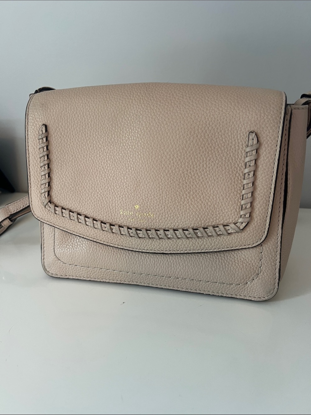 kate spade Pebbled Leather Crossbody in Light Taupe